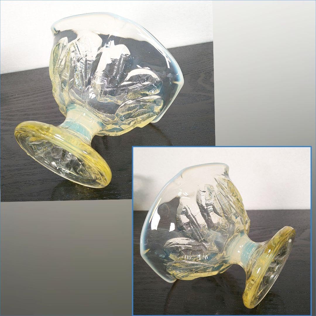 AE49 乳白色 プレスガラス かき氷カップ かき氷器 黄色 昭和ガラス 4個