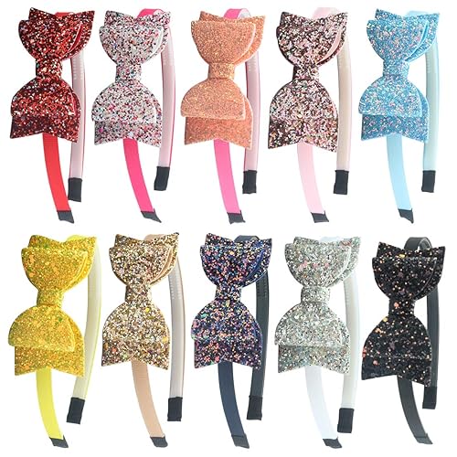 Miniatura 6 de XIMA 10 diademas de plástico con lazo de lentejuelas brillantes para niños, accesorios para el cabello