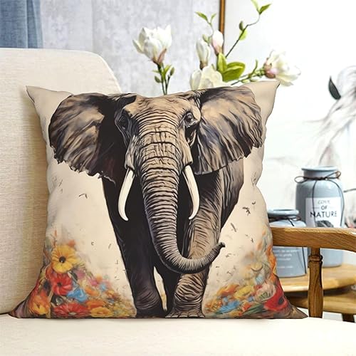 Miniatura 6 de Fundas de almohada decorativas con estampado de pintura de elefante, funda de cojín cuadrada suave, fundas de cojín para sofá, dormitorio, sala de