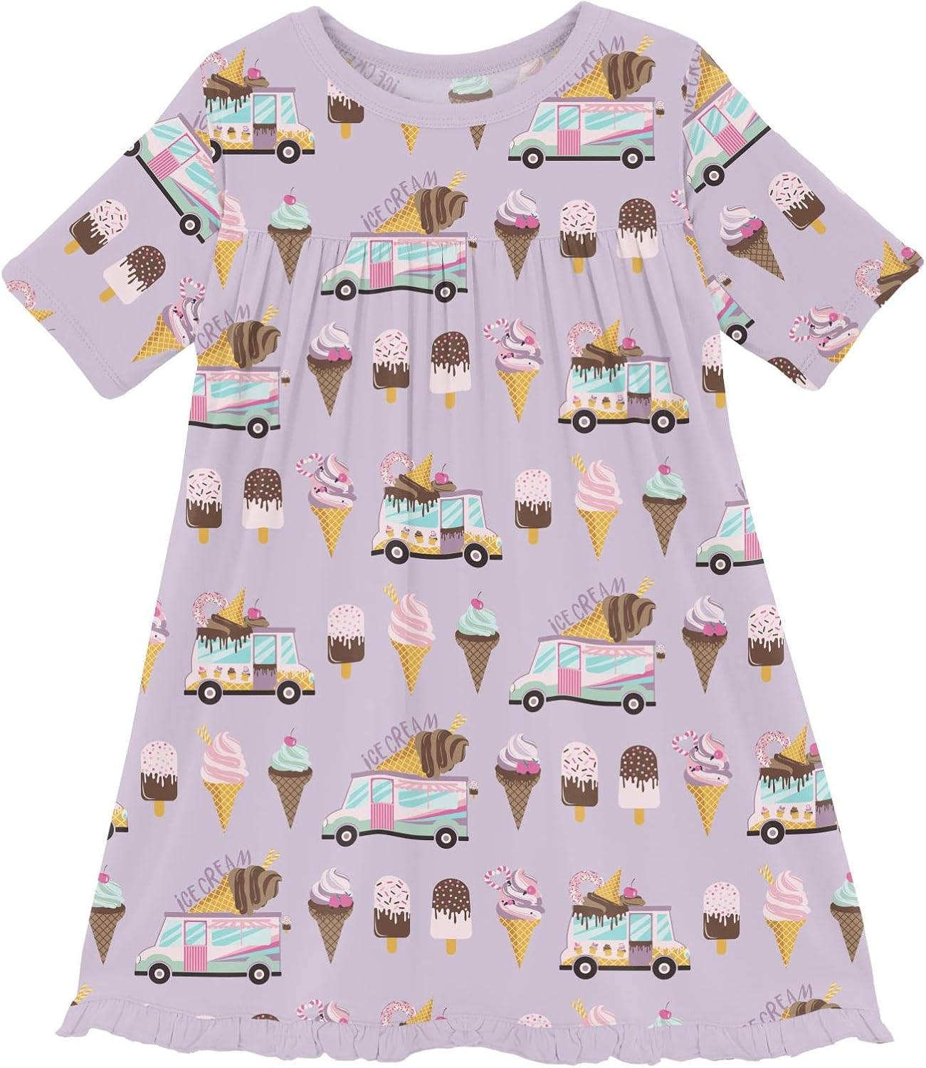KicKee Print Short Sleeve Swing Dress for Girls, Soft Girl Clothes, Baby and Kid
