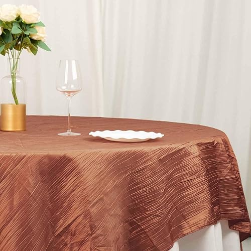 Miniatura 2 de Efavormart - Superposición de mesa de tafetán arrugado de acordeón de 90 x 90 pulgadas, terracota, perfecta para bodas, fiestas, eventos, banquetes