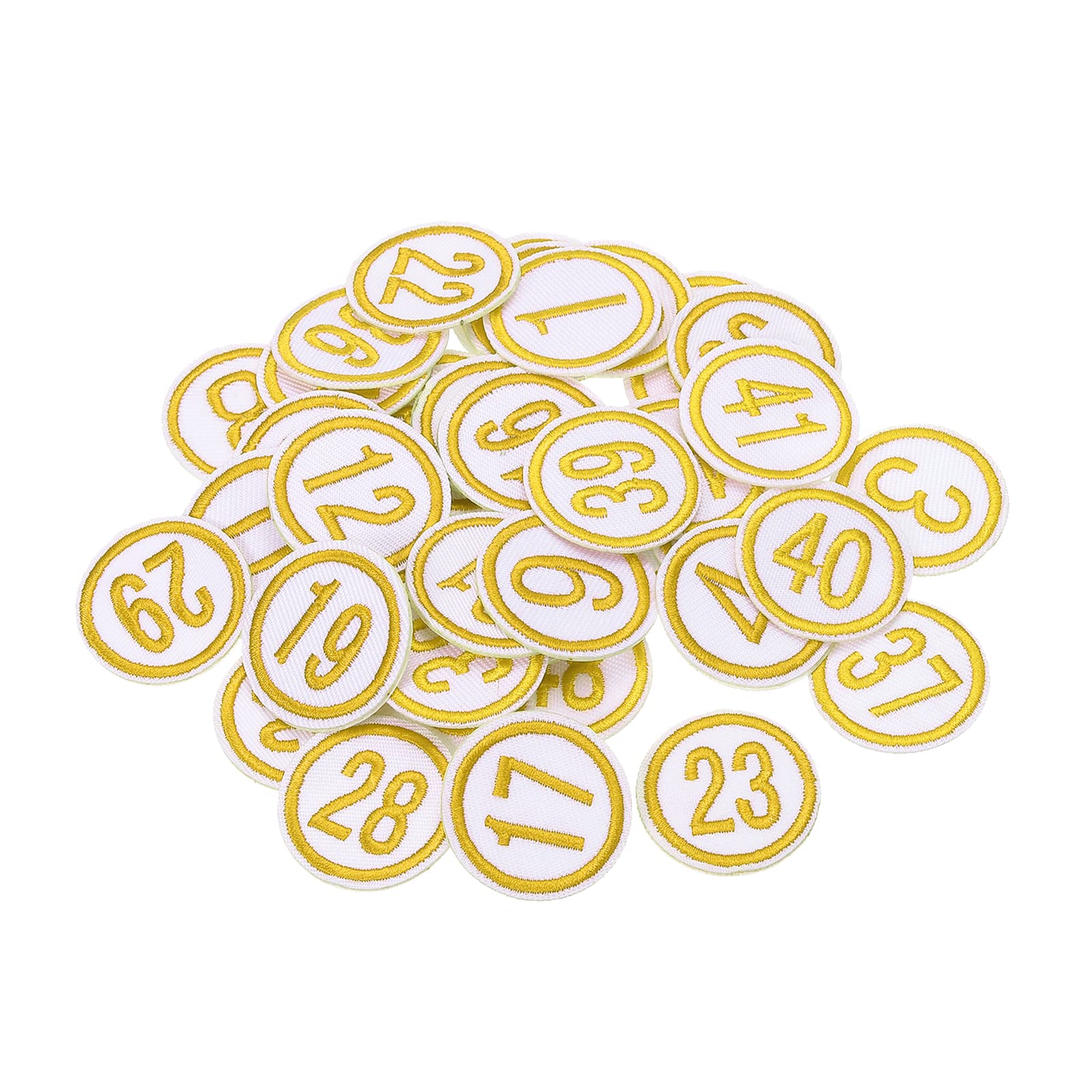 sourcing map Number Digital Patch Number Embroidery Yellow Number Cloth Paste Number DIY for Clothing, Shoes, Hats, Backpacks, Socks, Luggage Pack of 50