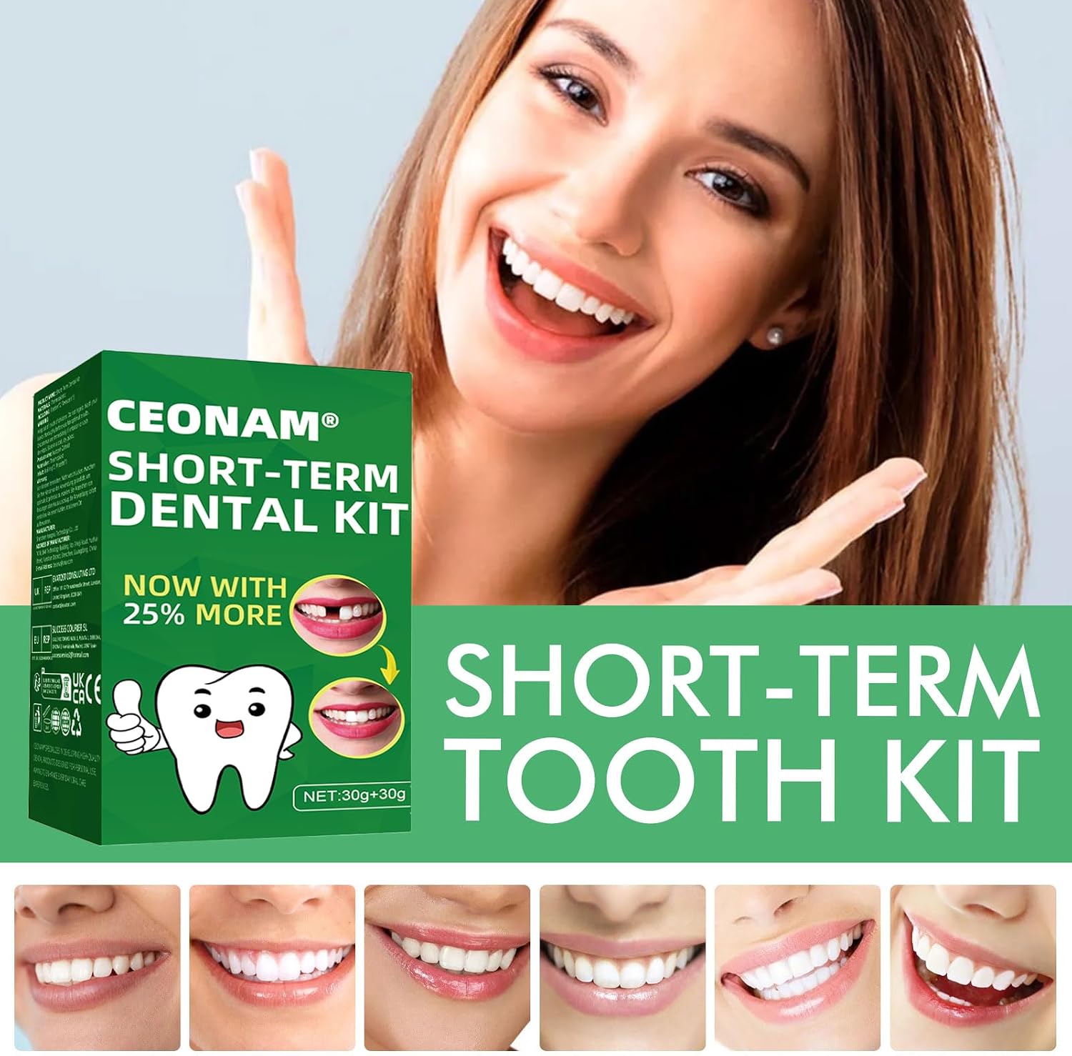 Tooth Repair Kit - 60g Temporary Fake Teeth Replacement Beads Kit with 3 Pieces Dental Tweezers Tools for Temporary Restoration of Missing & Broken Teeth Replacement Dentures