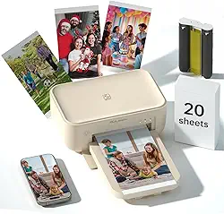 HPRT Impressora fotográfica para iPhone/Android – impressões de qualidade de estúdio 10 x 15 anos 60 | Impressora portátil de sublimação de tinta com 20 folhas e 1 fita | para casa, viagem e presentes