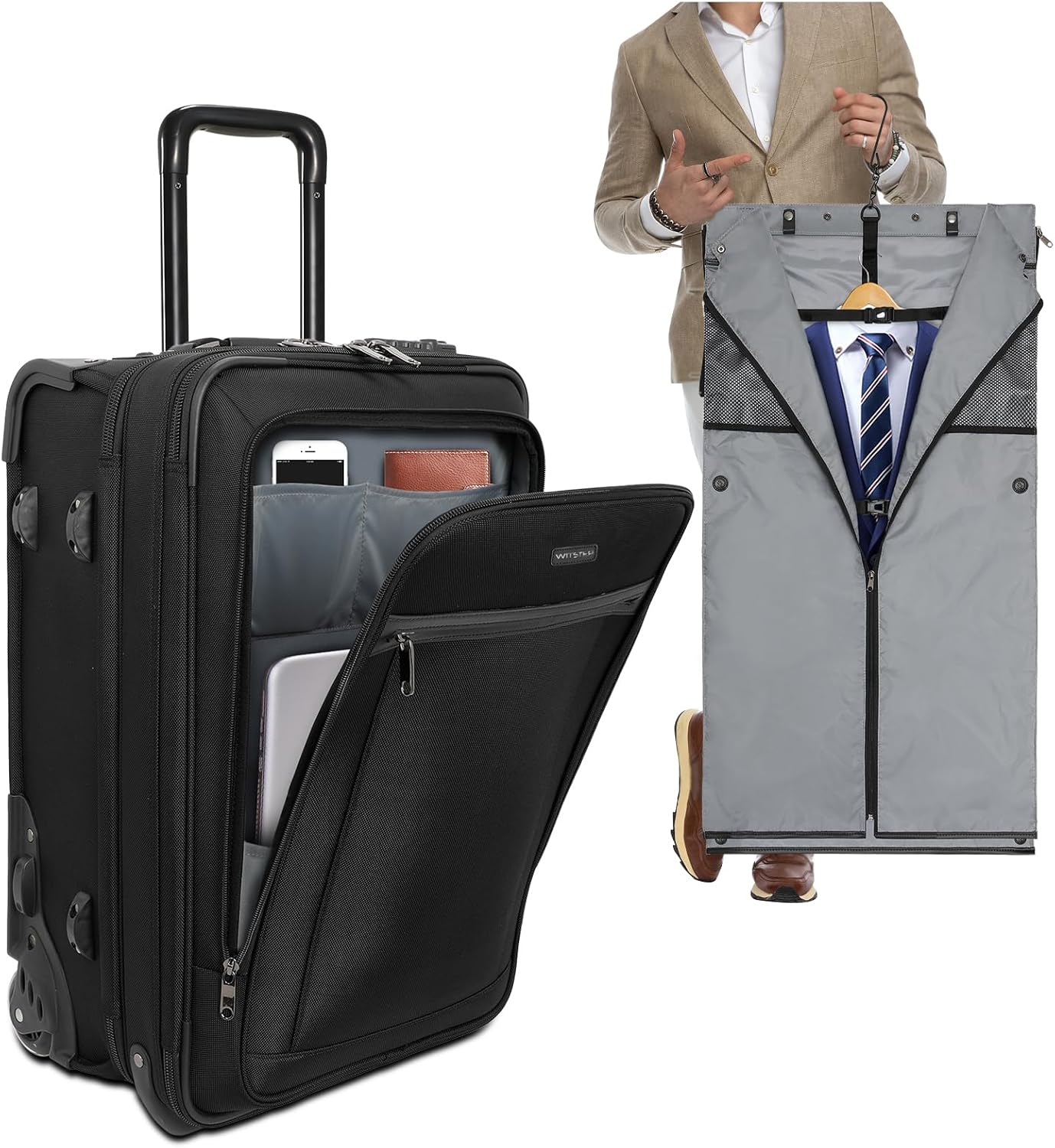 WITSTEP Travel Suitcase with Wheels, Soft Sided Luggage