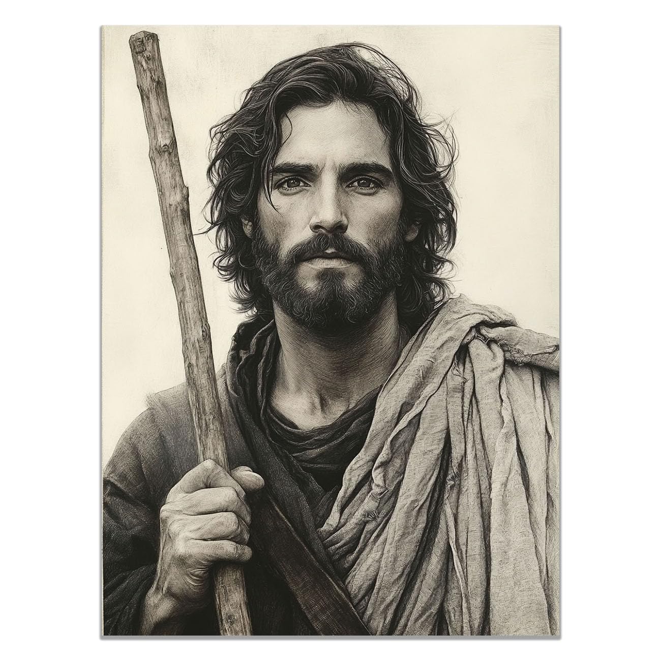 QUSAAOU Jesus Wall Jesus with Lion Decor Vintage Religious Prints Painting Neutral God Poster Artwork Living Room Bedroom Hallway Home Decoration(gray)-50x70cm Unframed