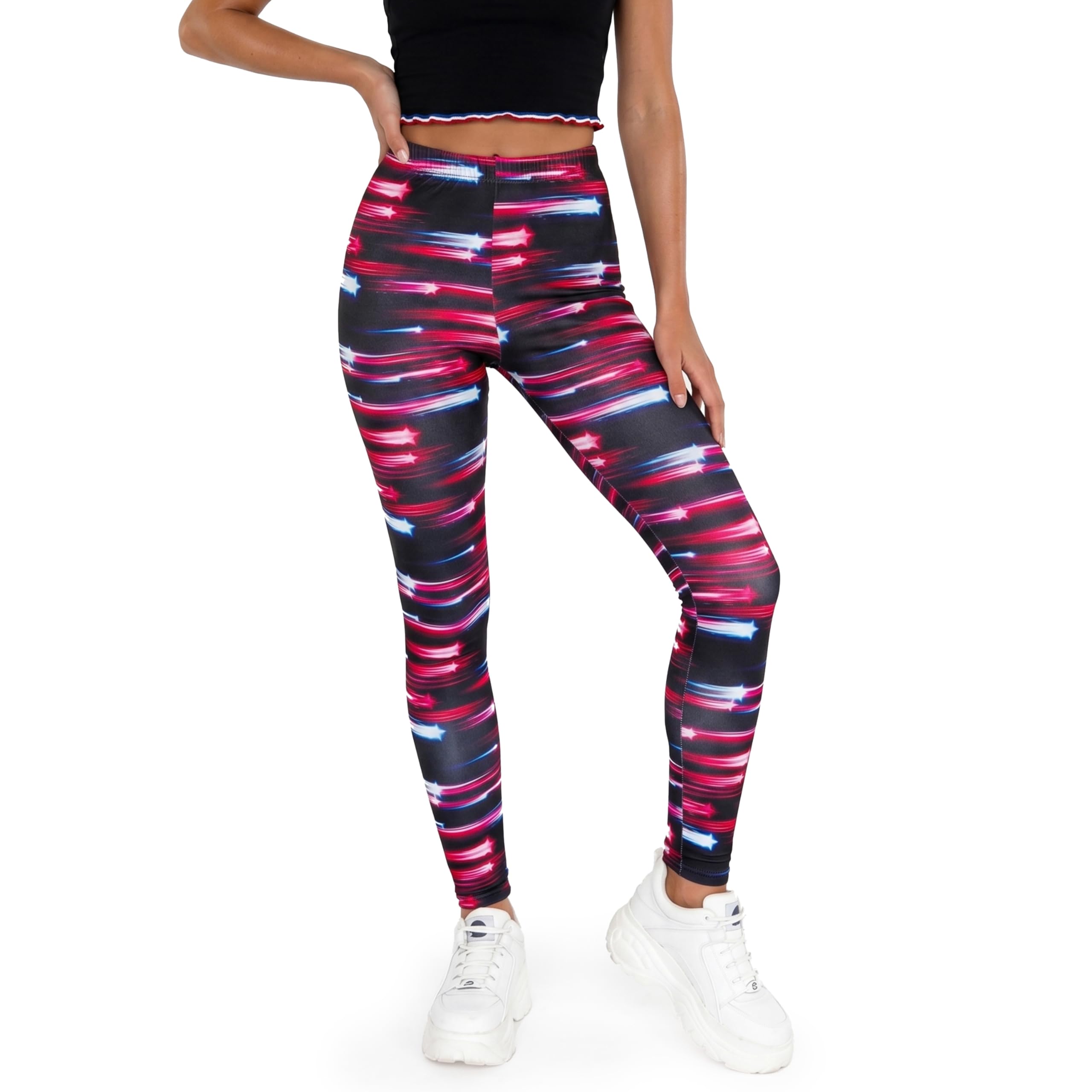 sissycos Women's 80s Leggings Neon Artistic Splash Printed Pants