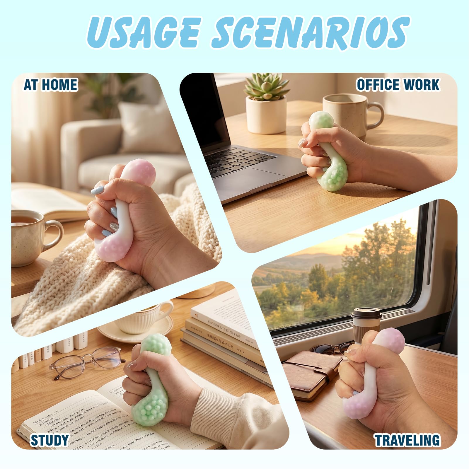 Shapeable Stress Squeeze Ball 2 Pezzi, Squishy Crunchy Stressball, Palla Antistress, Relief Balls, Rebound Toy Squishi
