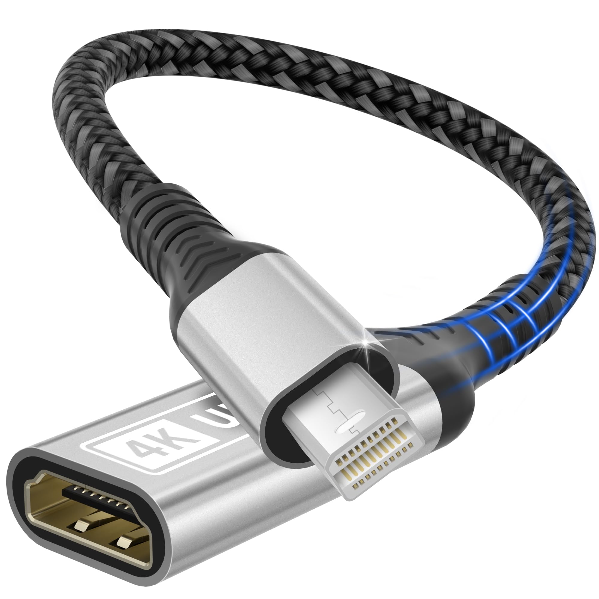 Mini DisplayPort na HDMI, Mini DisplayPort (Thunderbolt 2) do HDMI 4K, jednokierunkowy mini DisplayPort do monitora HDMI, kompatybilny z MacBook Air/Pro, XPS, Surface Pro/Dock Monitor Projektor