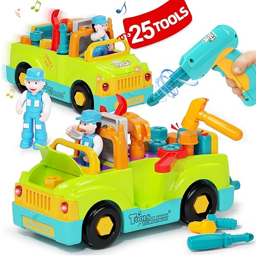 Monlekids 2 Year Old Boy Toys for 2 Year Old Boy Birthday Gift, Toddler Toys 2-3 with Electric Drill Toys for 3 Year Old Boys, Toddler Tool Set Toddler Boy Toys Take Apart Toys STEM Educational Toys