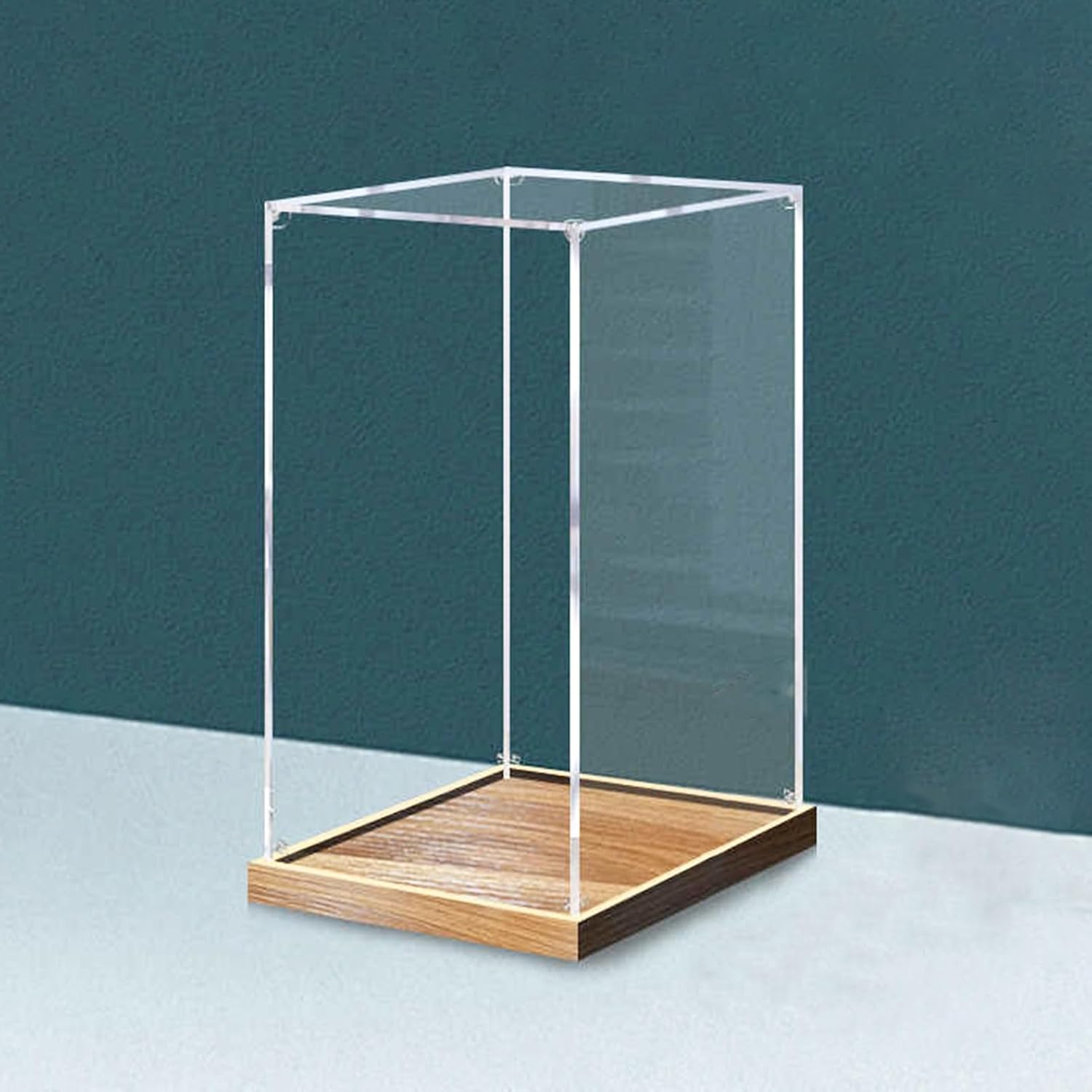 Vibeo Transparent Collectibles Display Cabinet, Waterproof Clear Acrylic Box with Wood-Plastic Base, Dustproof Display Case for Action Figures(25x25x40cm(10"x8"x16"))