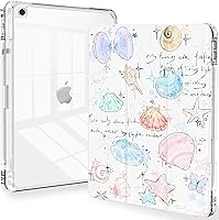 Vista 9 de Feams Funda para iPad de 9ª generación, funda triple para iPad 10.2, cubierta trasera transparente con soporte para lápiz y apagado Ángel