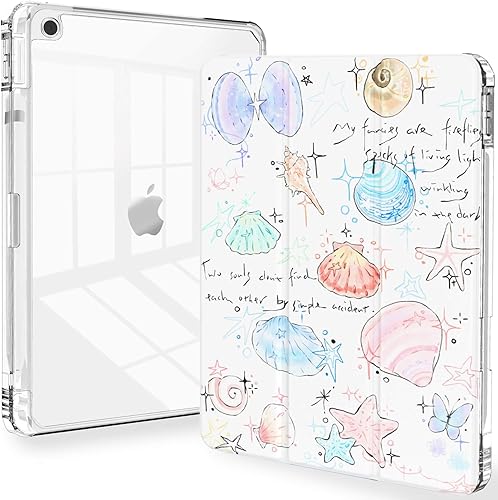 Miniatura 9 de Feams Funda para iPad de 9ª generación, funda triple para iPad 10.2, cubierta trasera transparente con soporte para lápiz y apagado Ángel