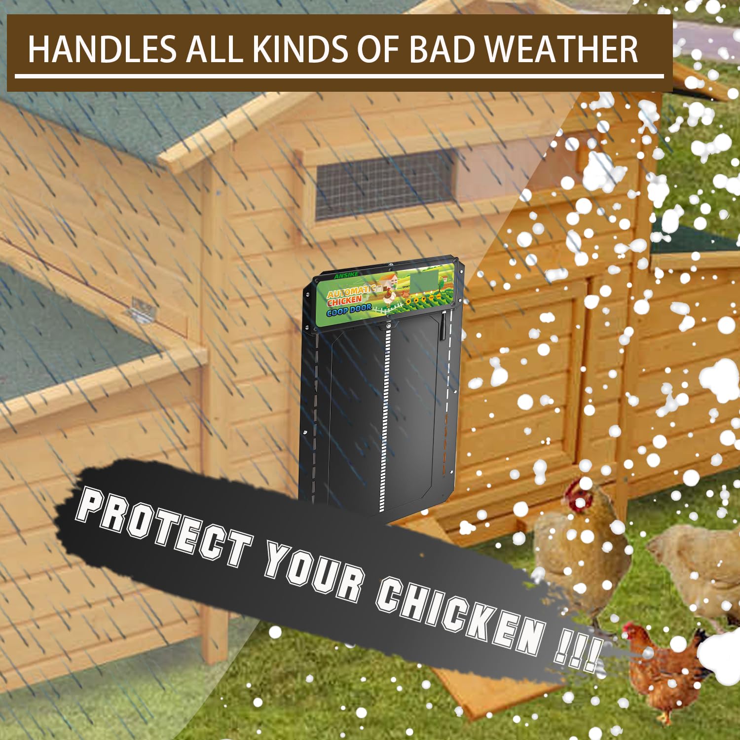 ANSIKE Automatic Chicken Coop Door APP Control Aluminum WiFi Chicken Coop Door Opener