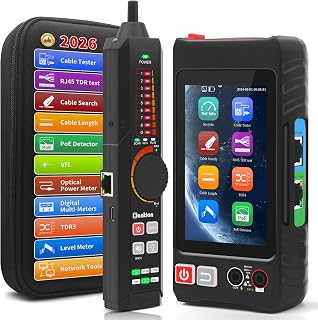 Multifunction RJ45 Network Caber Tester,Full Features UTP Cable Tester Cable Tracer,4" IPS Touch Screen Support TDR,DMM,OPM,POE++ Detect,Level Meter,Ethenet Network Tester,RJ45 TDR,Length,FTP(LT-600T)