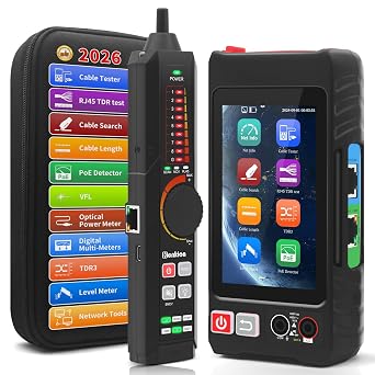 Henkion Multifunction RJ45 Network Cable Tester, 4" IPS Touch Screen UTP Ethernet Cable Tracer, with Network Tools, TDR,DMM,OPM,POE++ Detect, Level Meter, RJ45 TDR, Cable Length, NCV, FTP, LT-600T