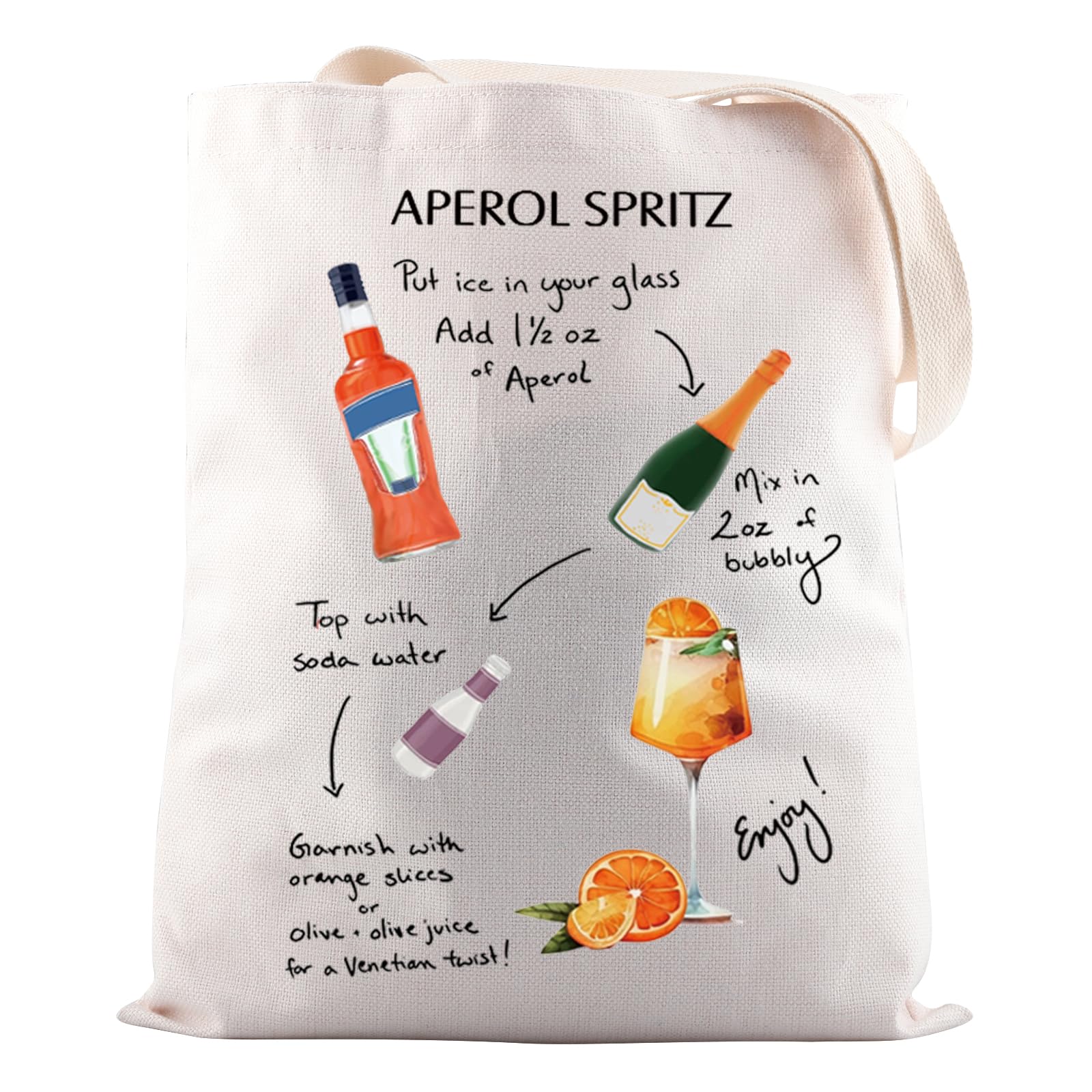 Cocktail Lover Gift Aperol Spritz Bar and Recipe Tote Bag Cocktail Recipe Bundle Gift