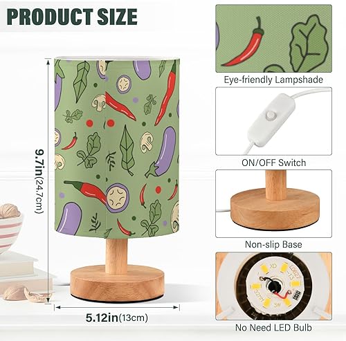 Miniatura 3 de Led Table Lamp Indoor Table Lamp with Shade Vegetables Eggplant Chili Table Lamps for Girls College Dorm