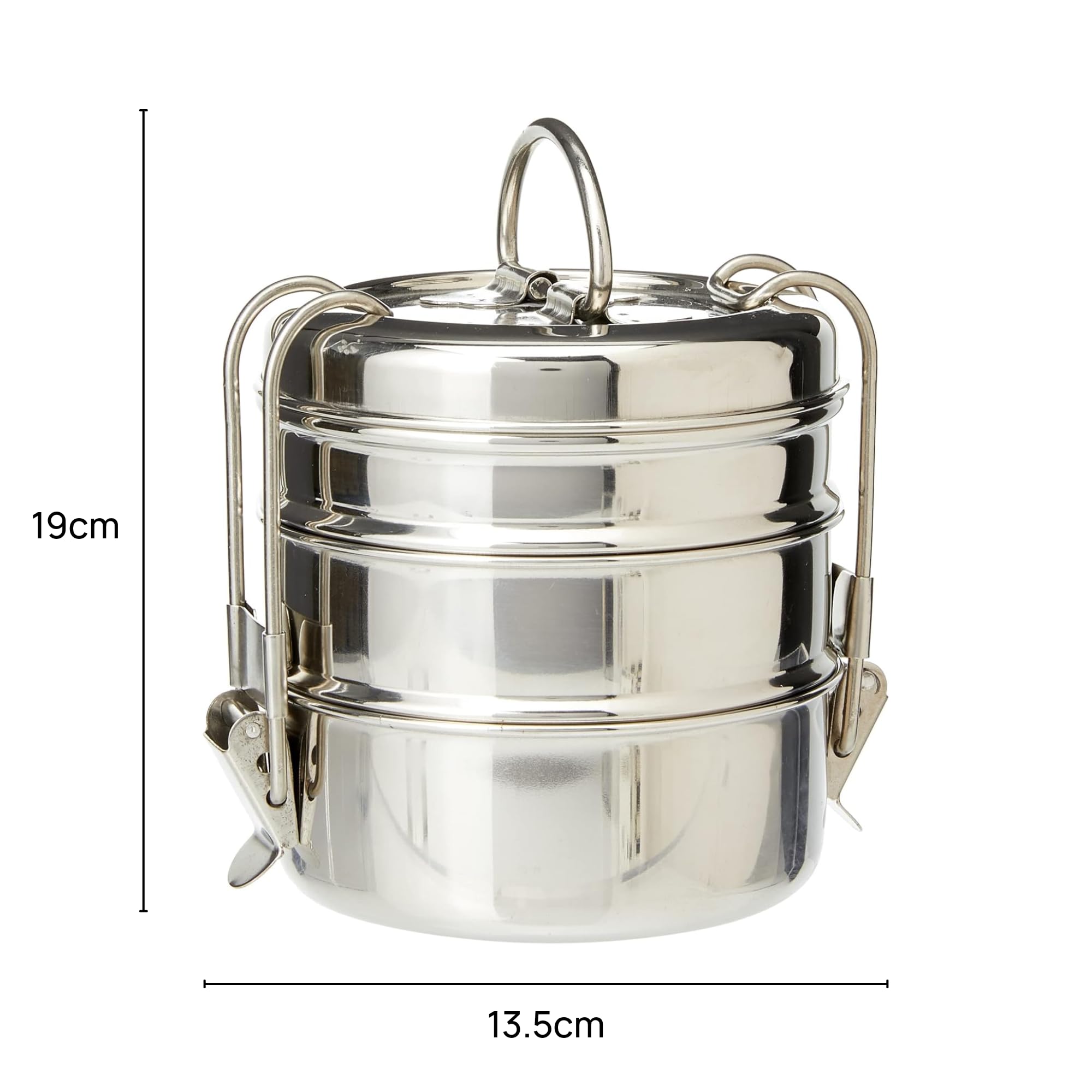 3 étages Tiffin Box – Boîte Repas isotherme en acier inoxydable avec 3 compartiments séparés, idéal pour indien plats