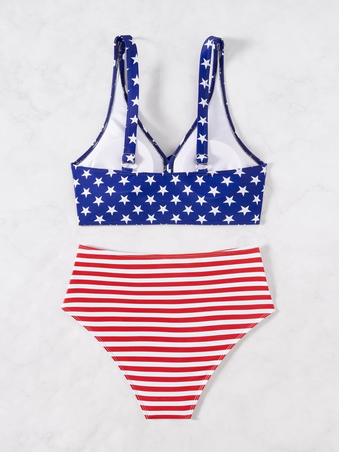 Fanuerg Women High Waisted Bikini Sets V Neck Cross Twist Front Two Piece Swimsuit Tummy Control Bathing Suit