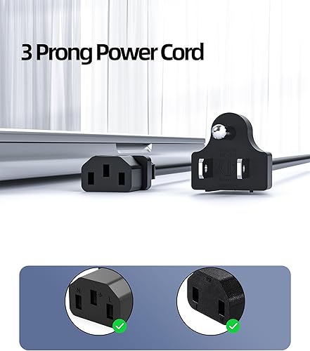 Miniatura 2 de Cable de alimentación de CA universal de 3 clavijas, cable de repuesto para Samsung, Dell, LG, monitor Asus, TV, laptop, impresora, PSU y más