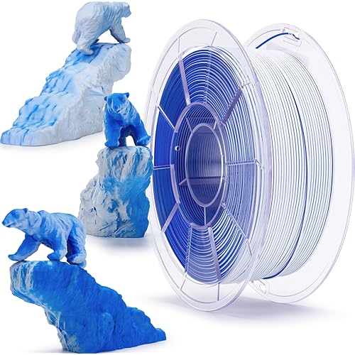 ZIRO PLA Filament 1.75mm, Matte Multicolors 3D Printer Filament, Color Change with Angle, Tri-Colors 3-in-1 Chrome, Dimensional Accuracy +/-0.03mm, Fit Most FDM Printers, 2.2lbs Spool, Snow Mountain