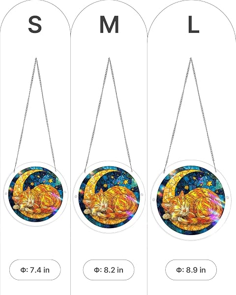 Acrylic Puzzle Window Hanging, Colorful Starry Moon Cat Sun Catchers Panel SunCatchers 83 Pieces Puzzles Decor for Birthday Women, Men, Wife, Aunt, and Mom 7.36 in - 3