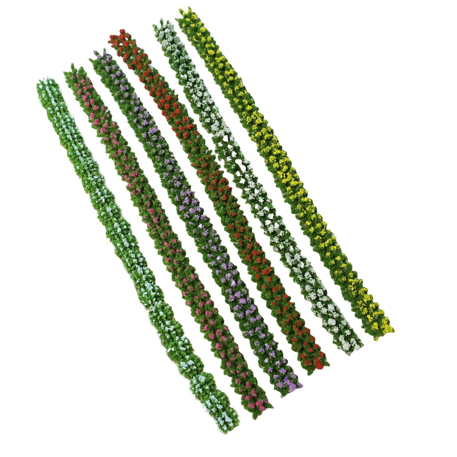 6X Miniature Colorful Flower Strips Bush Model for Railway Train Diorama 1cm Wide|Dollhouse Miniatures|Furniture & Room Items-image-22