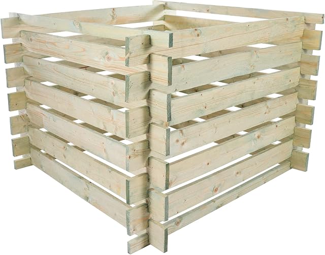 BELKO Komposter aus Holz 100x100x70cm, 480l Fassungsvermögen, Stecksystem Bausatz, kesseldruckimprägniert - Steckkomposter, Holzkomposter, ideal für Ihren Garten — Komposter
