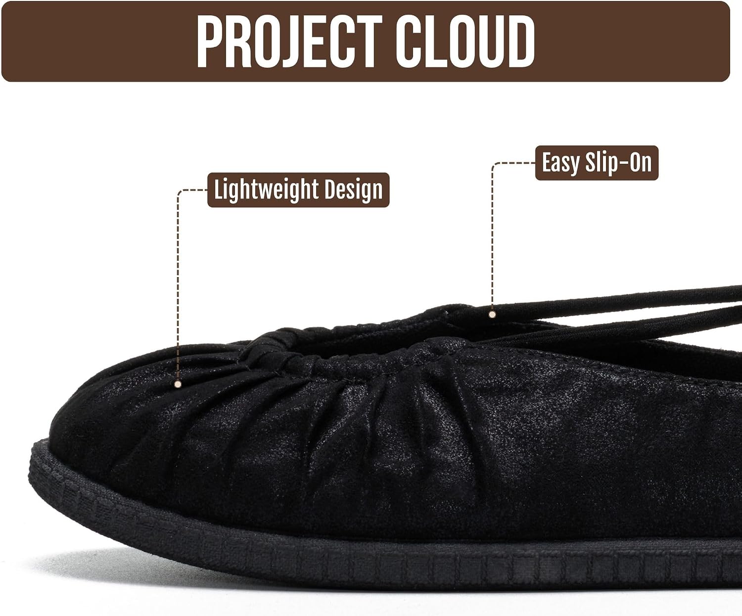 Project Cloud Ballet Flats for Women Comfortable Womens Shoes with Memory Foam Insole & MicroSuede Upper - Mary Jane Shoes Women Footwear - Lightweight Ballerina Womens Flats (Cheers)