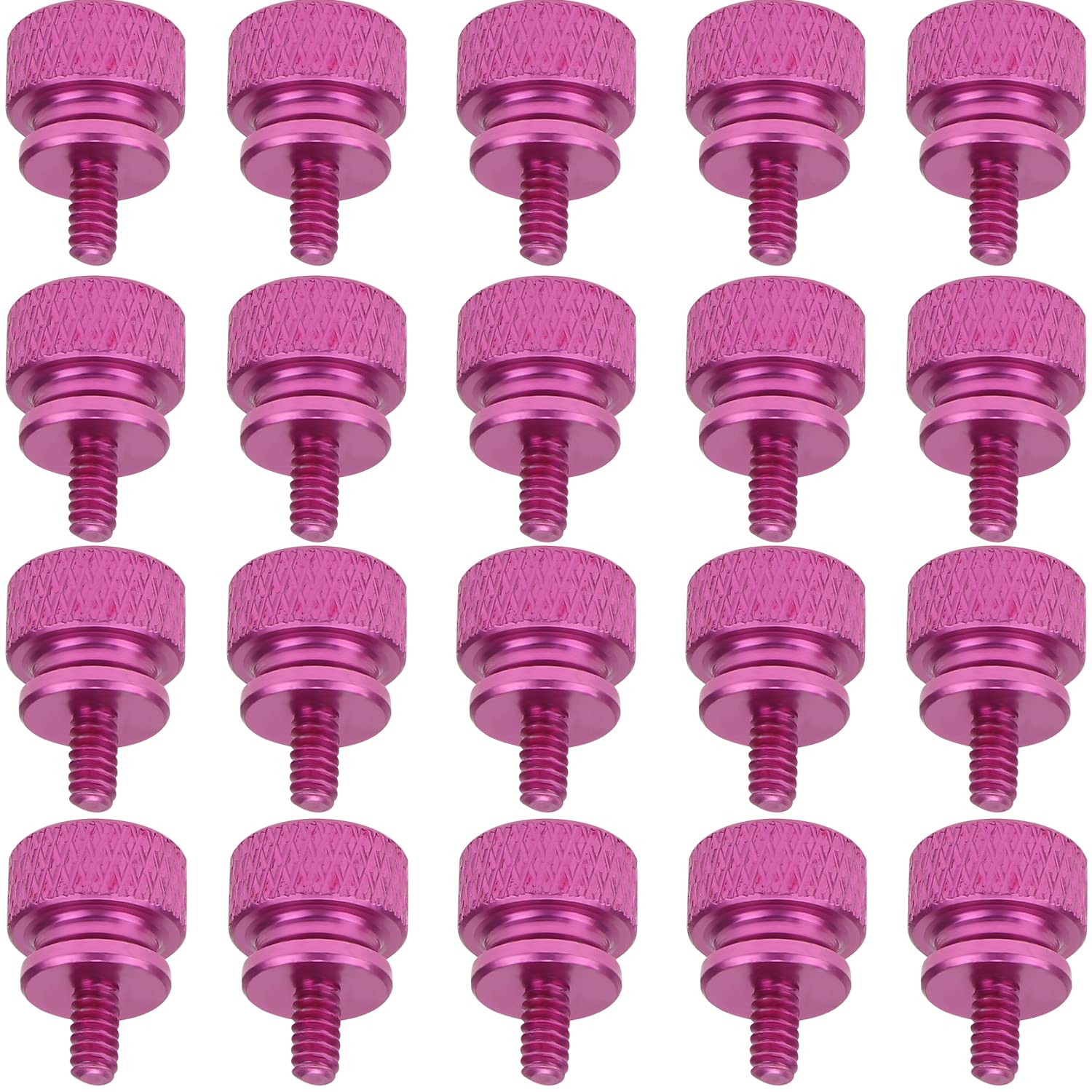 HELIFOUNER 20 Pieces 6-32 Thread, Pink Color Anodized Aluminum Computer Case Thumbscrews, Thumb Screws for Computer Case/Cover/Power Supply/Hard