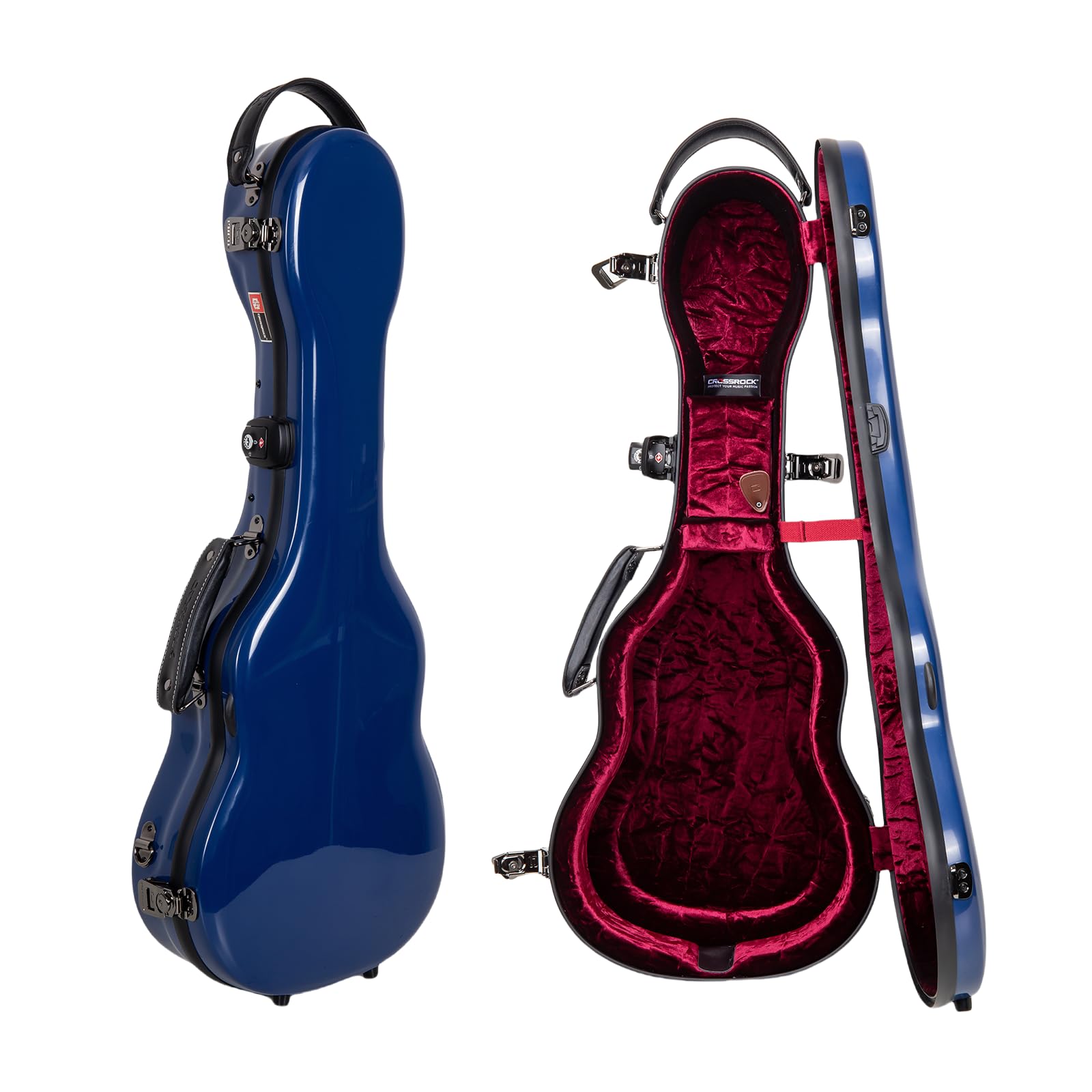 Crossrock Tenor Ukulele Case, Fits Up to 27 Inches | 100% Fiberglass Hardshell with Brand Latches, TSA Lock, Accessory Compartment, and Detachable Straps-Navy Blue (CRF2030TUNVBL)