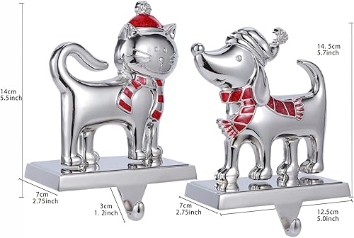 Miniatura 3 de Juego de 2 soportes de calcetines de Navidad para chimenea, mantel de perro, guirnalda de manto, clips para calcetines, ganchos para calcetines,