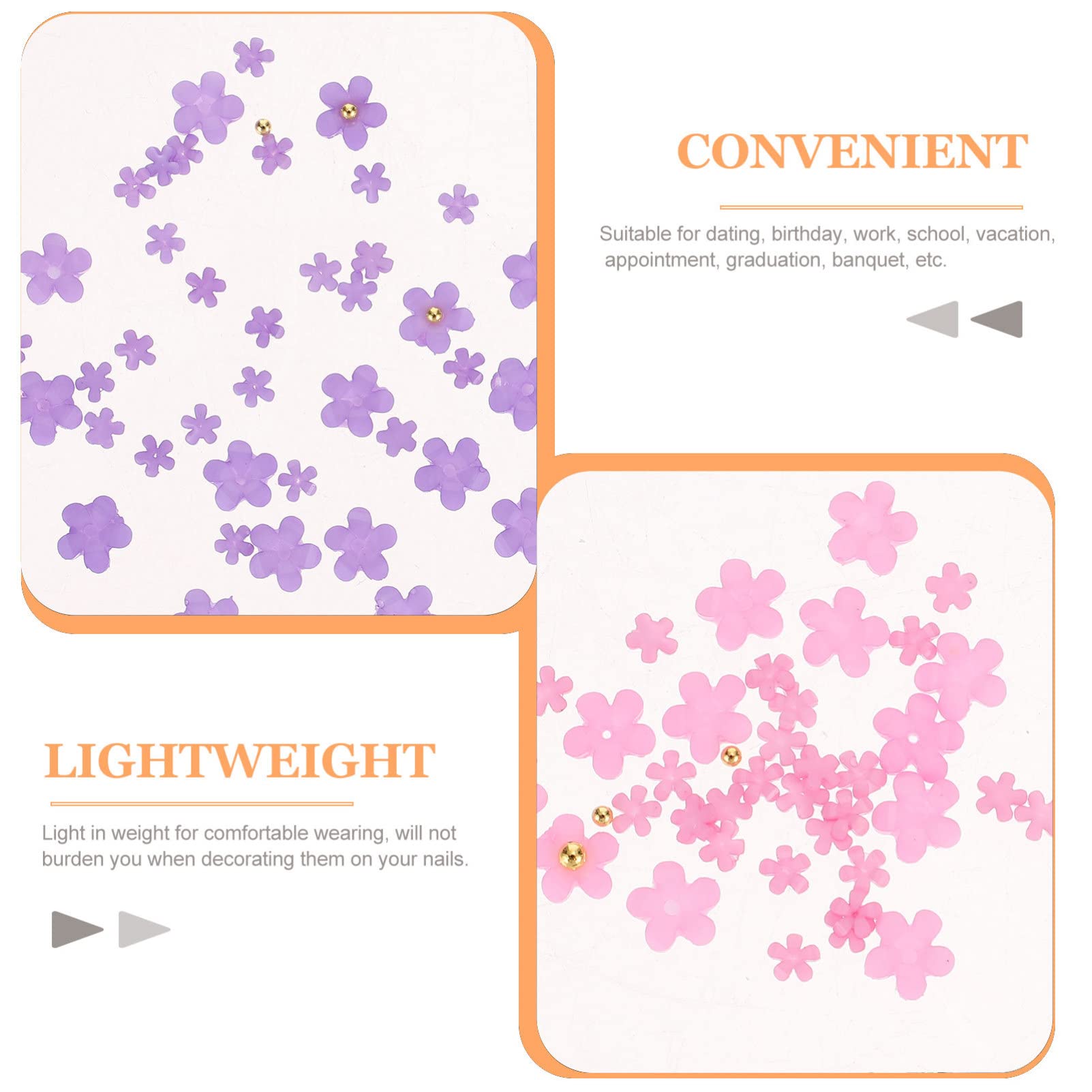 KALLORY 5 Packs Petal Nail Ornament Nail Art Beads Flower Nail Studs Flower Nail Rhinestones Nails Cherry Nail Jewels Flowers Flower Nail Decor Nails Balls Charm 3D Amulet Steel Ball