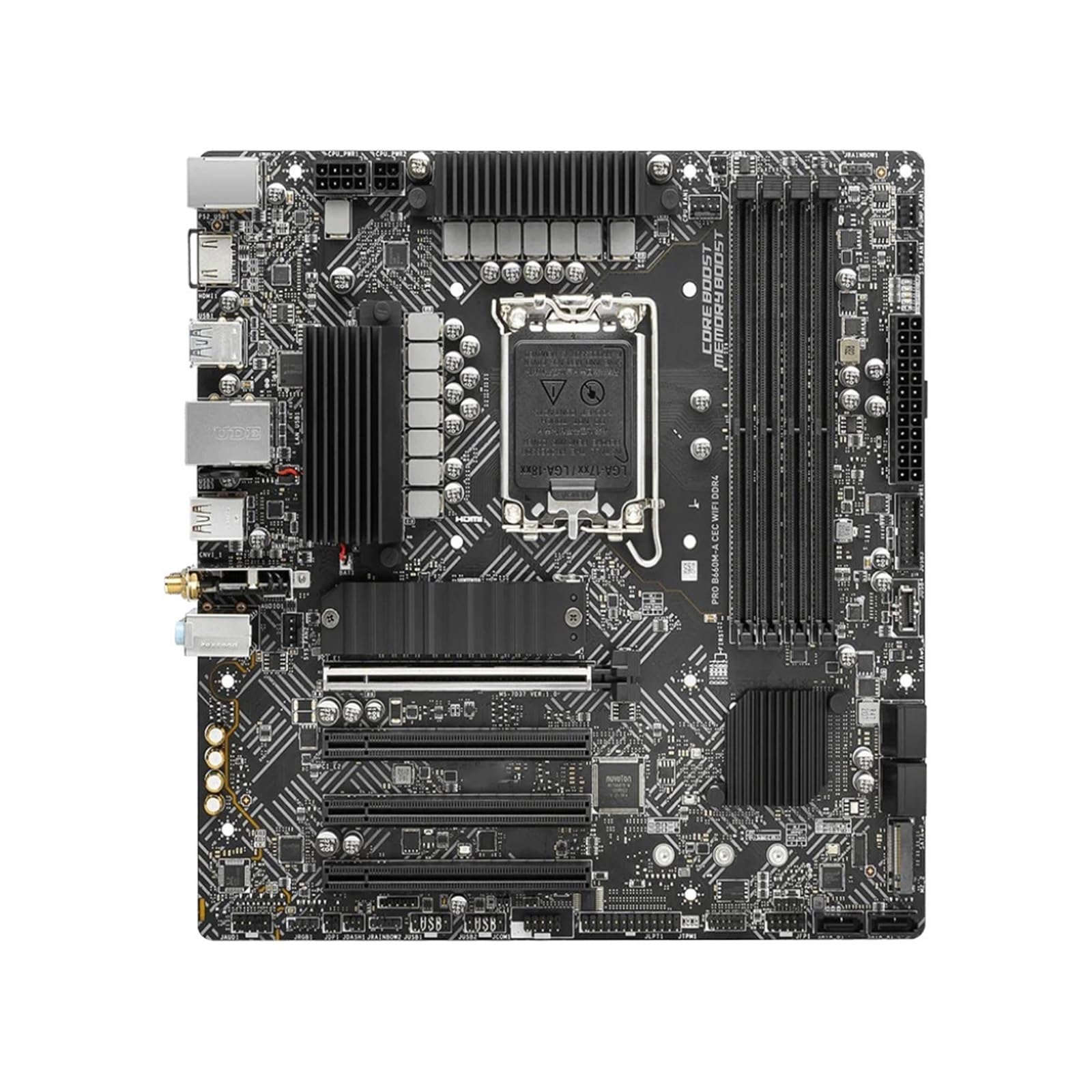 Carte mère PC Carte mère Fit for MSI Pro B660M-A CEC WiFi DDR4 B660 LGA1700 Compatible avec processeurs i5-12400F/13400F i7-12700F i3-12100F HDMI Micro-ATX M.2