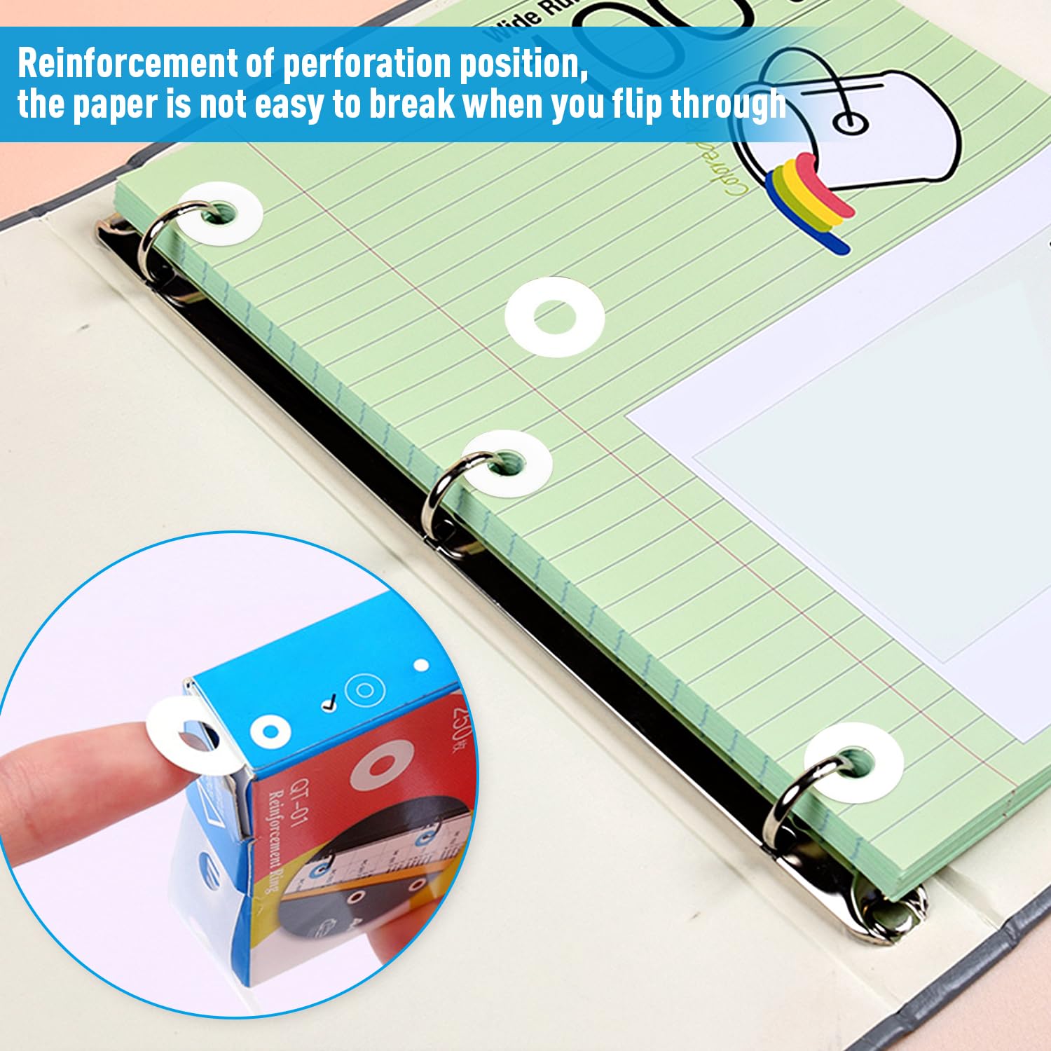 Etichette Rinforzo Fori Autoadesive 1000 Pcs Salvabuchi Resistenti Agli Strappi per Libri a Fogli Mobili