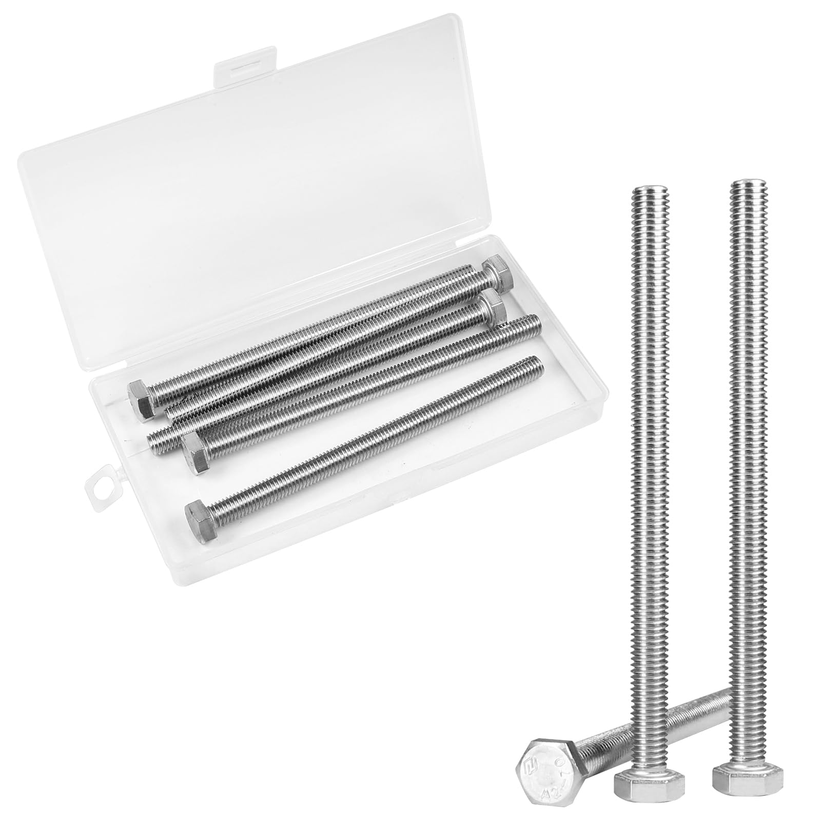 Yinpecly 5 Pcs M8 Hex Bolts M8-1.25 x 120mm Hex Head Screw Bolt 304 Stainless Steel M8-1.25mm Hexagon Bolts Hex Head Screws, Metric Machine Fully