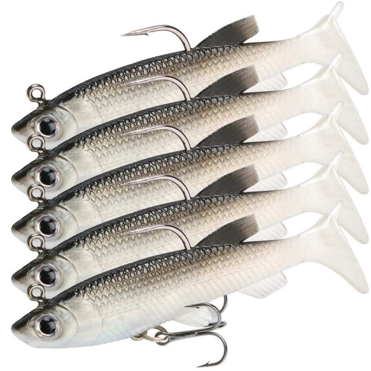 5pcs Kit Fishing Lure Soft Lure 8cm/ 2.8in Artificial Bait Cool Fishing Hooks