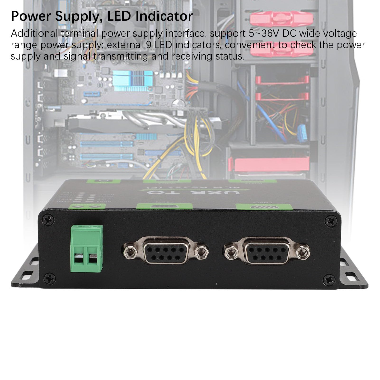 Emoshayoga Convertidor USB a 4CH RS232 Rendimiento Confiable para Comunicación Industrial - Aleación de Aluminio Duradera 1 Pieza