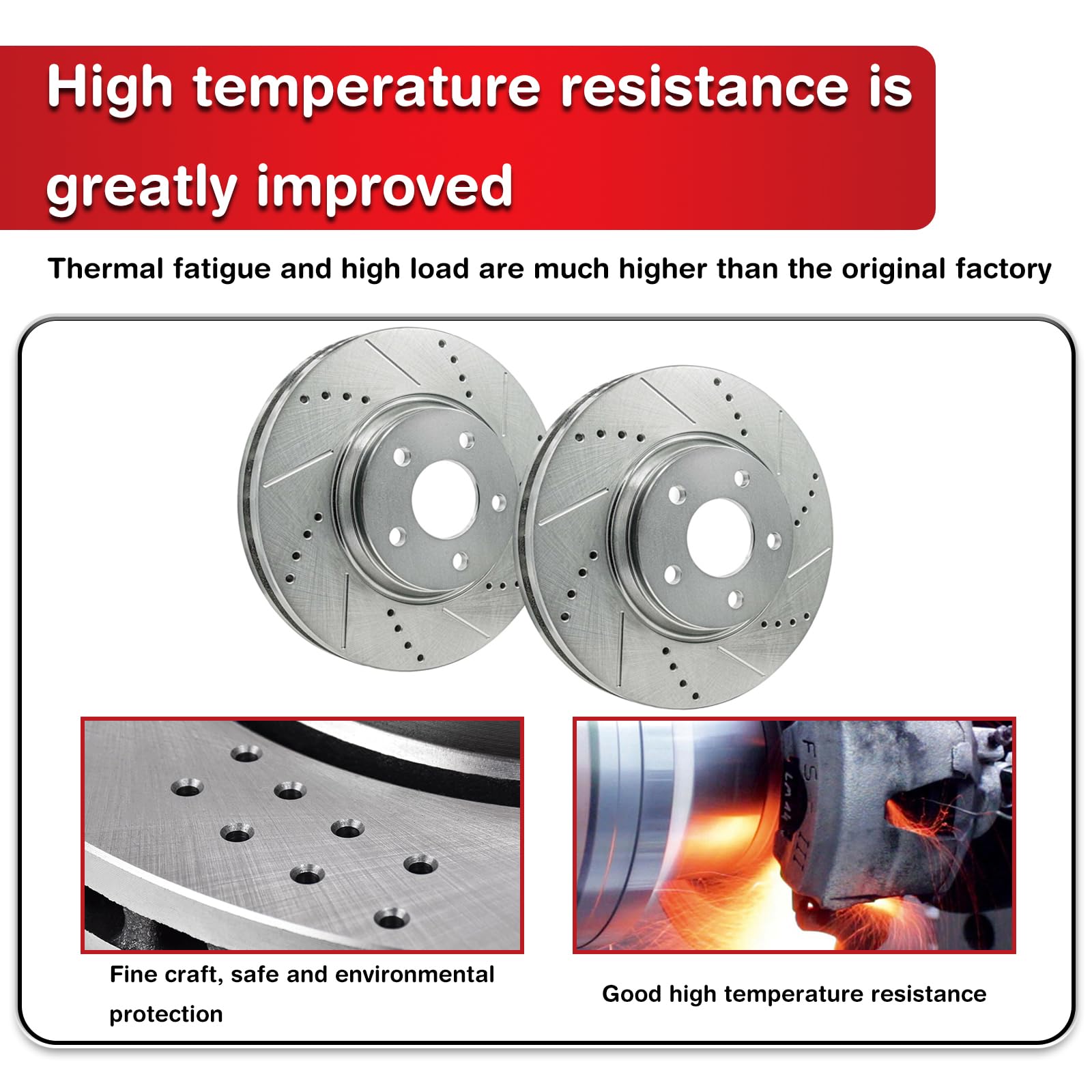 Hart Brakes Komplett-Bremsensatz Vorne & Hinten - Keramik-Beläge & Gebohrte/schlitzte Rotoren Für Dodge Durango, Jeep Grand Cherokee
