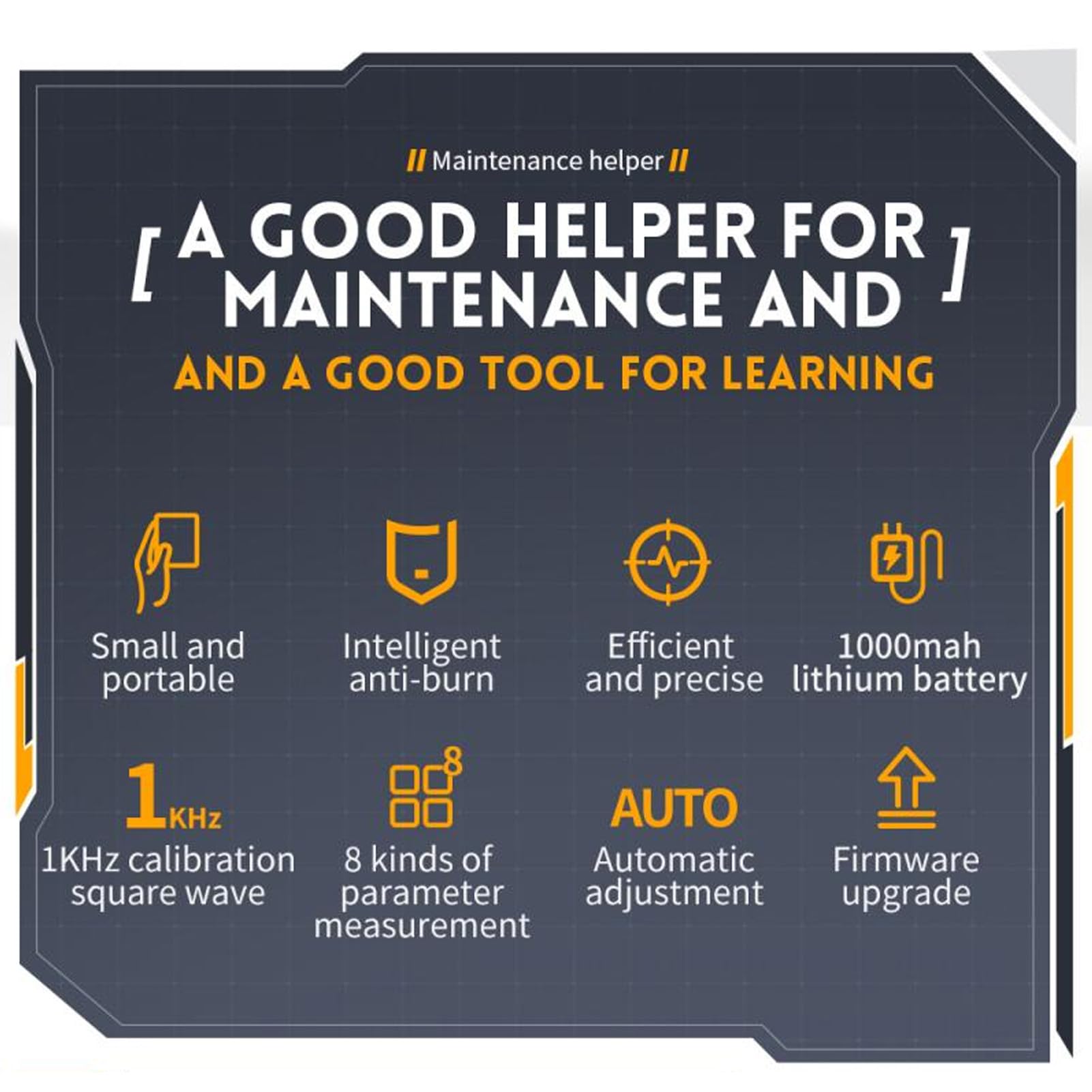 Handoszilloskop, Tragbares Digitales Oszilloskop-Multimeter mit 2 Kanälen, Professionelles Kfz-Oszilloskop mit 1 MHz Bandbreite, 5,0 MS/s Abtastrate und 2,8-Zoll-TFT-LCD-Display