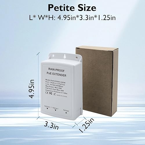 2-Port Gigabit Outdoor PoE Switch/Extender 10/100/1000Mbps, 30W 48V – IEEE 802.3af/at, PoE Repeater for Long-Range Ethernet Network Expansion