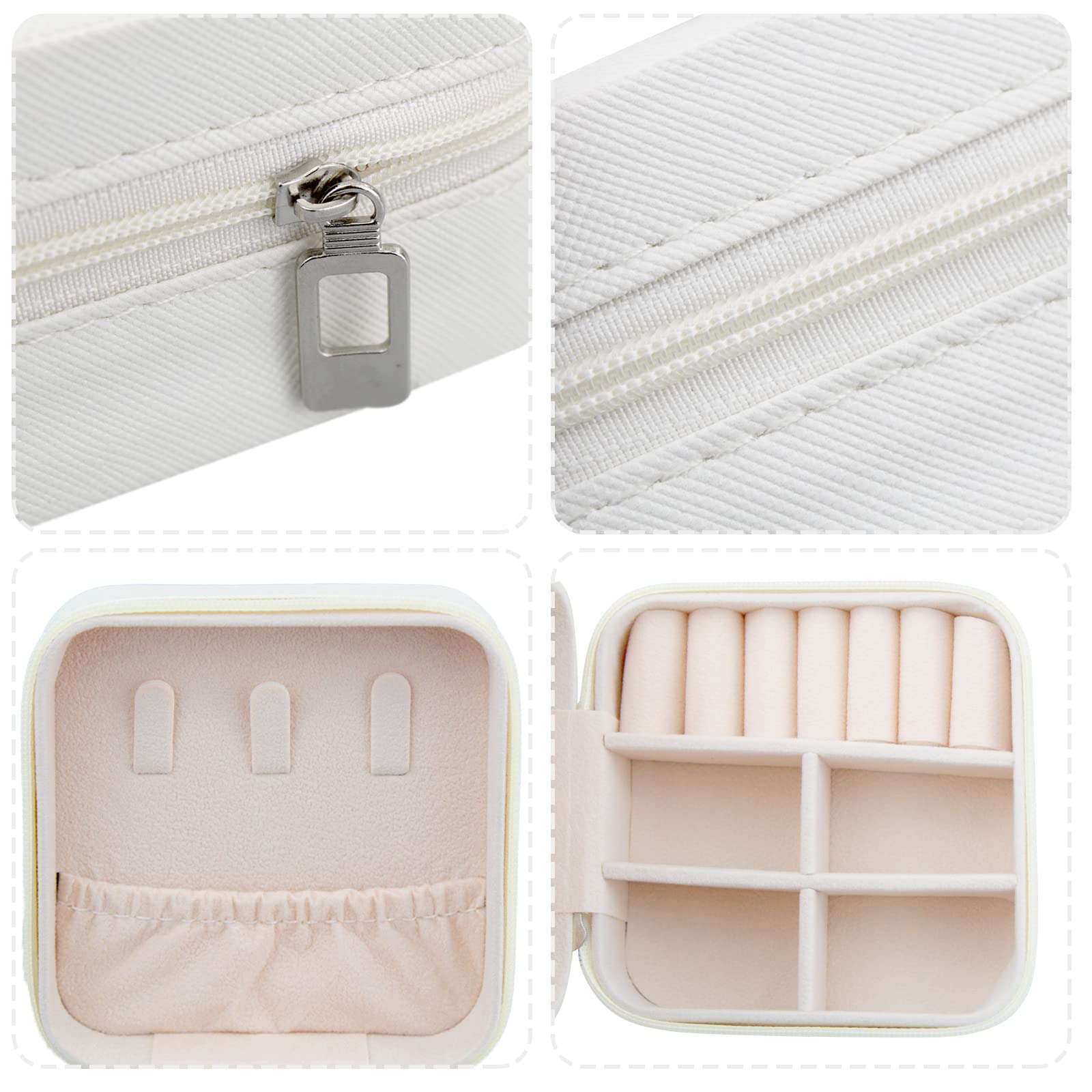 FuninCrea Portagioie Viaggio, Piccolo Portagioie Donne in pelle PU con 3 pezzi di Panno d'argento, Portagioie Ragazze Scatole Portagioie Portatile da Viaggio per Orecchini, Anelli, Collane (Rosa)