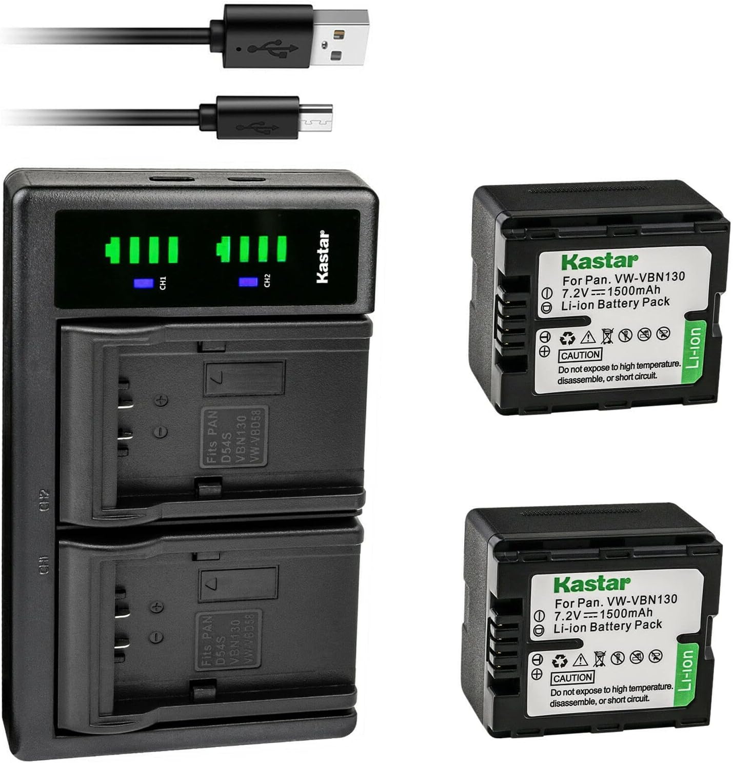 Kastar 2-Pack VW-VBN130 Battery and LTD2 USB Charger Replacement for Panasonic HC-X910, HC-X920, HC-X920M, HDC-HS900, HDC-HS900GK, HDC-HS900GK-3D, HDC-HS900K, HDC-SD800, HDC-SD800GK, HDC-SD800GK-3D