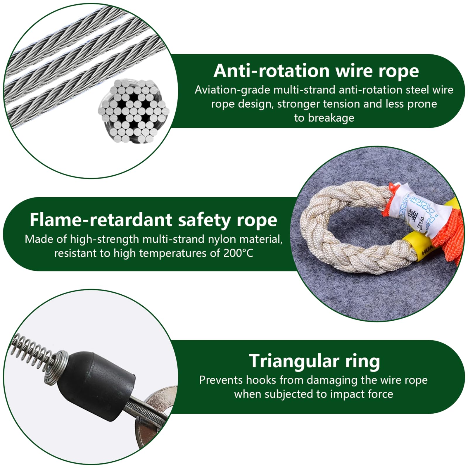 Dispositivo Anticaidas Retráctil Seguridad, 3-20m Linea de Vida Retractil Homologado 150kg, Verde/Amarillo Arnés Seguridad Anticaídas Retráctil Trabajos en Altura/ Tejados(Verde,10 metros)