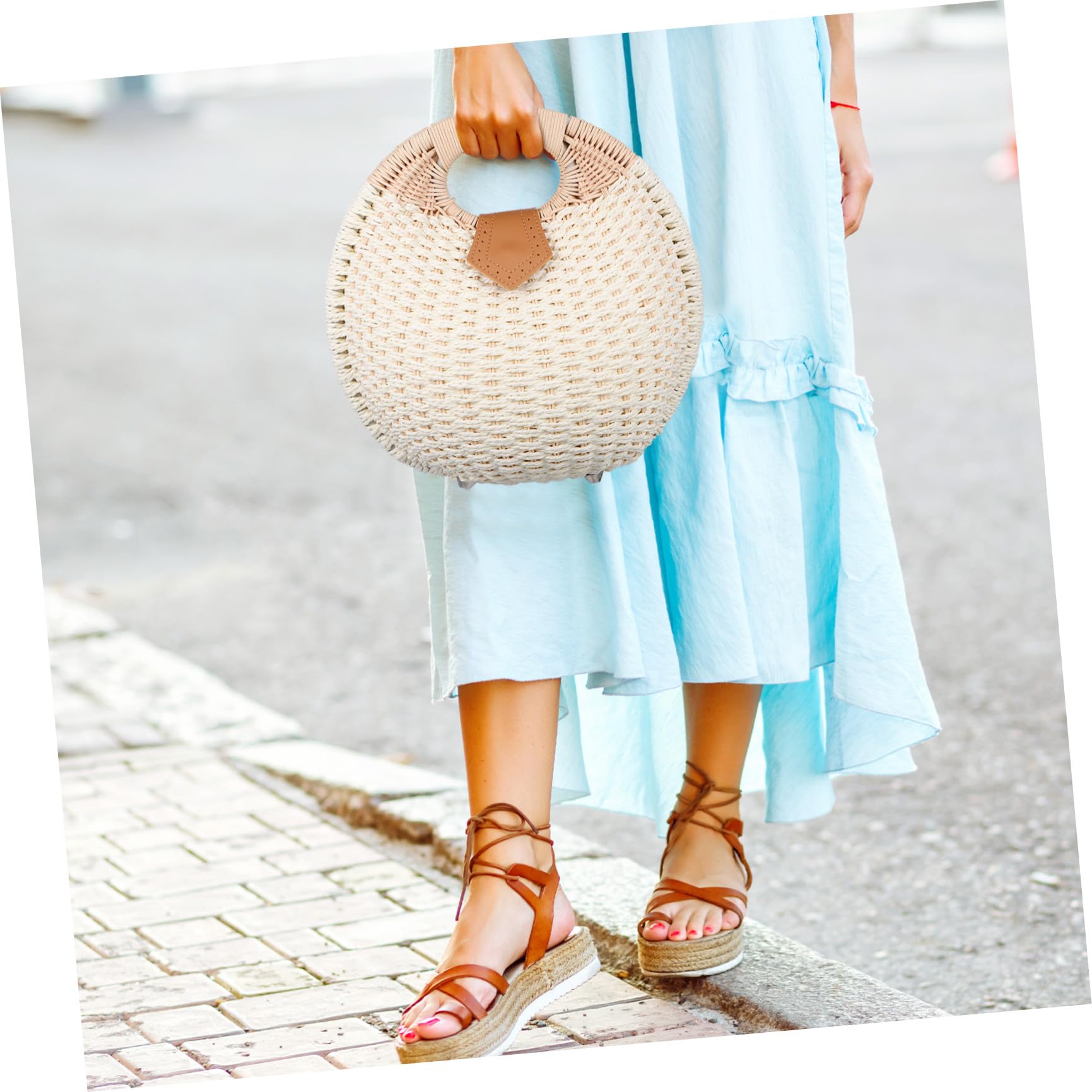Operitacx Borsa da Donna in Paglia Intrecciata Bianca a Forma di Conchiglia Chiusura a Bottone, Elegante alla Moda, come Borsa da Viaggio per Uso Quotidiano