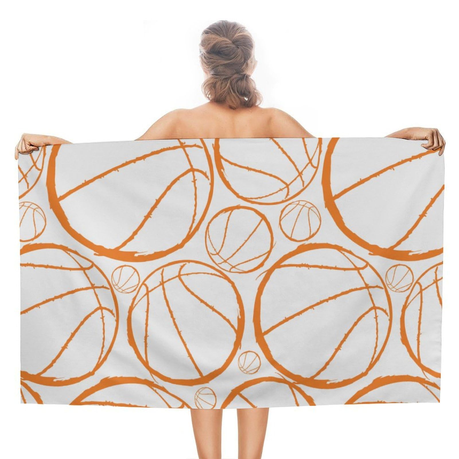 LEDFCVSU Beach Towel, Basketball Sports Pattern Bath Towel, Absorbent Towel for Swimming, Sports, Travel