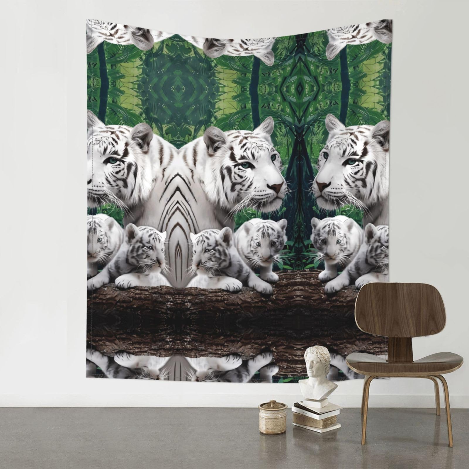 WHJSSF Tiger Prints Wall Tapestry 60x51in - Boho Decor Throw for Bedroom, Dorm, Picnic & Outdoor Adventures