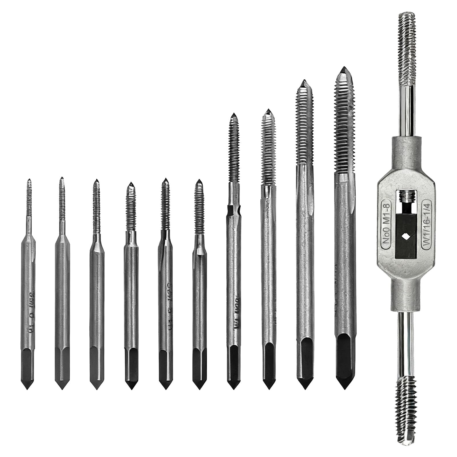 10 Pieces Mini Machine Hand Drill Tap Set with Adjustable Wrench