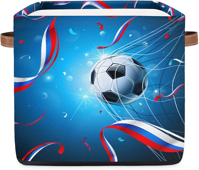 Foldable Storage Bins 13x13 Storage Cubes Soccer Red White